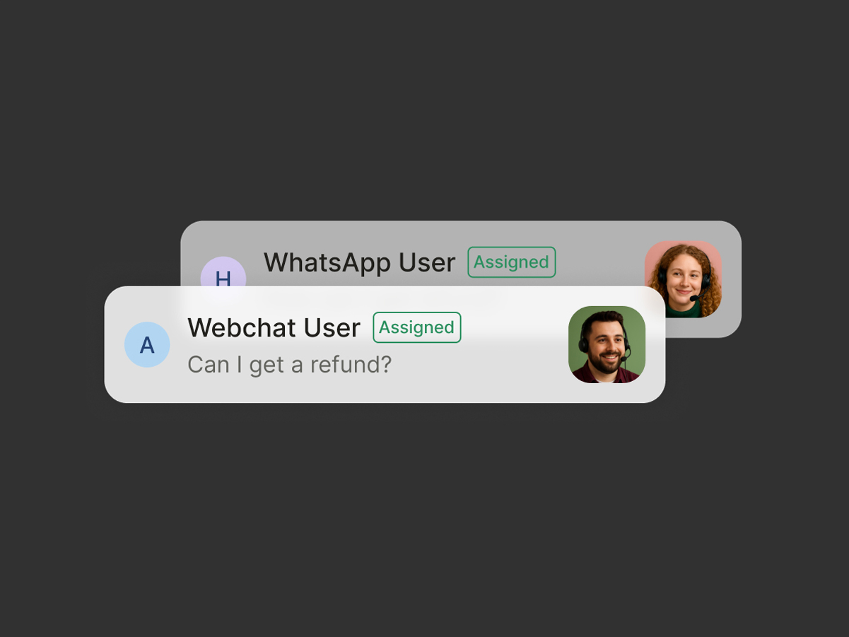The UI of Botpress Human In the Loop, showcasing assigning conversation to real customer service specialist