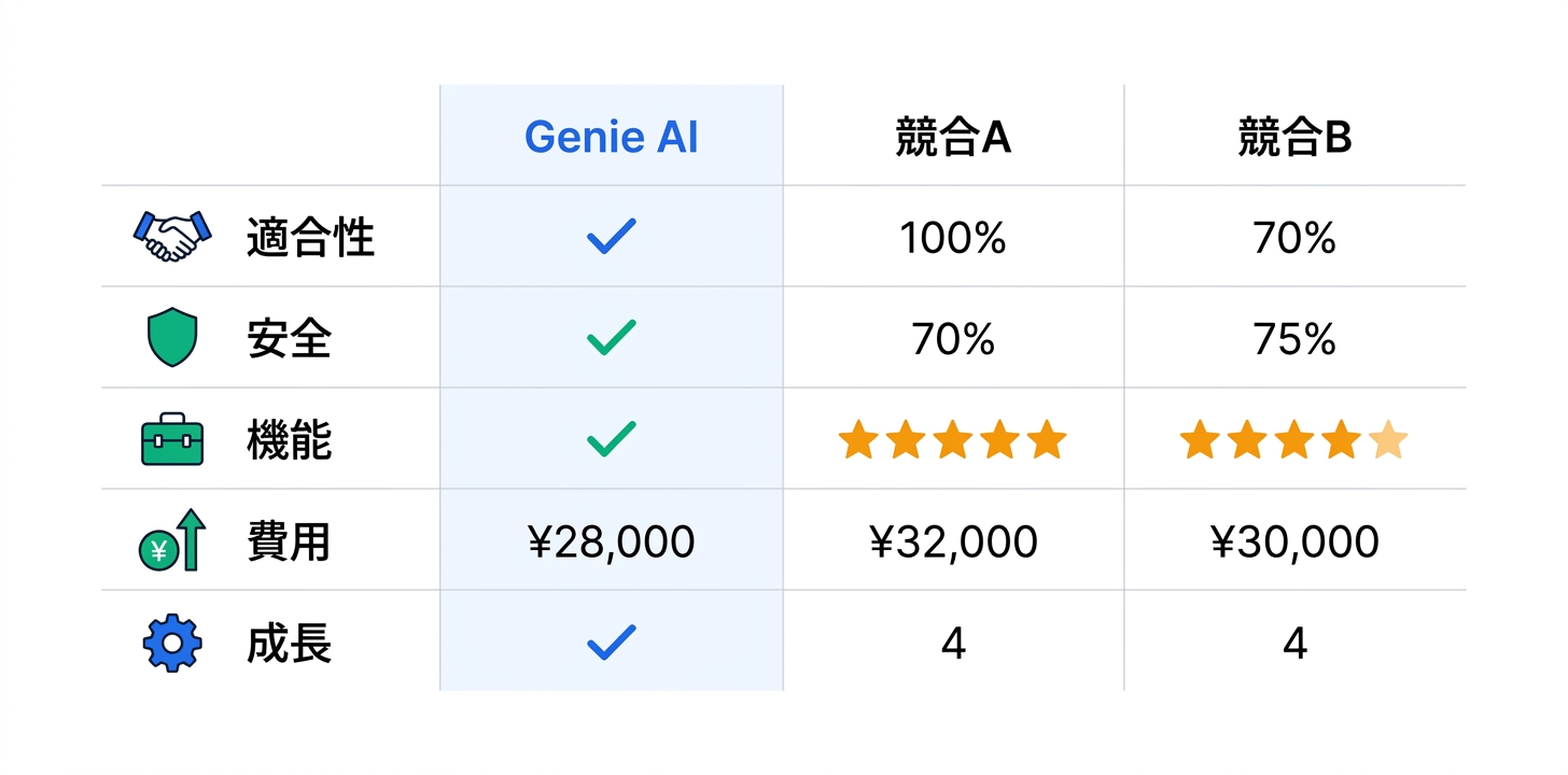 競合製品との比較ポイント