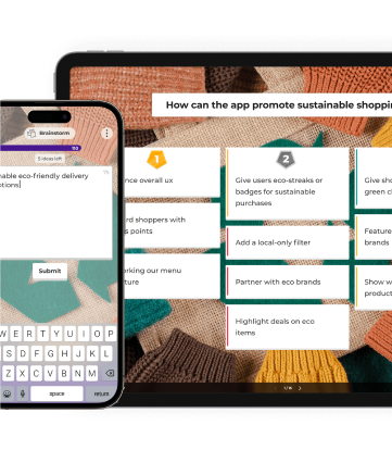 Brainstorm question type screenshot on mobile and tablet device