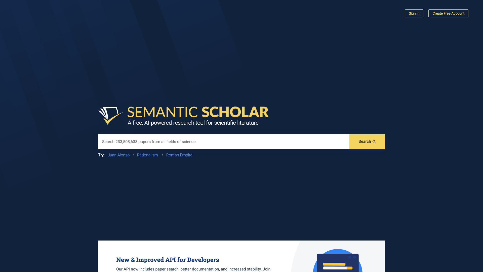 Semantic Scholarの公式サイト