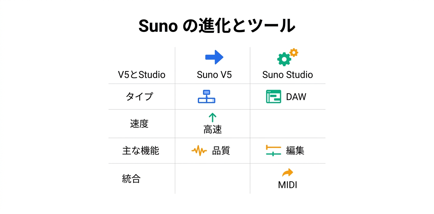 Suno V5とSuno Studio