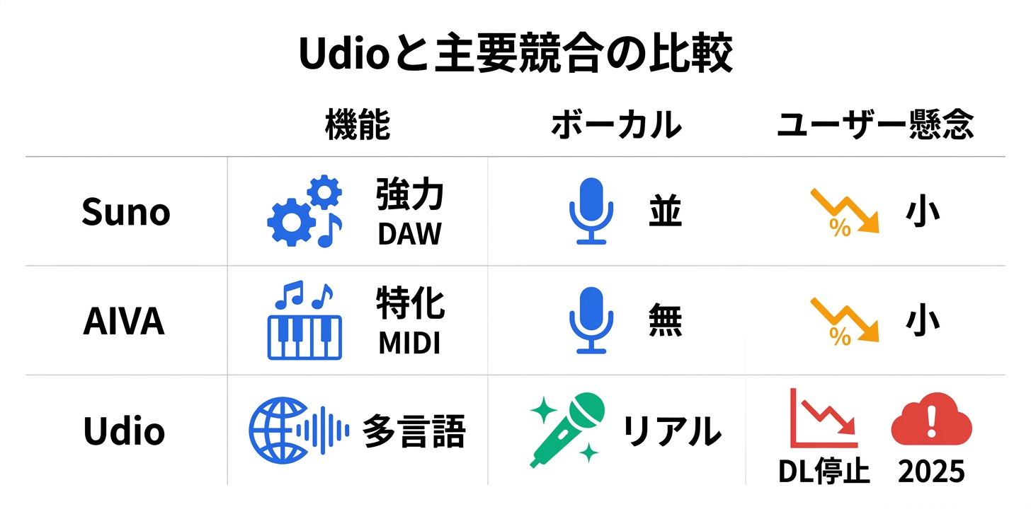 Udioの競合との比較