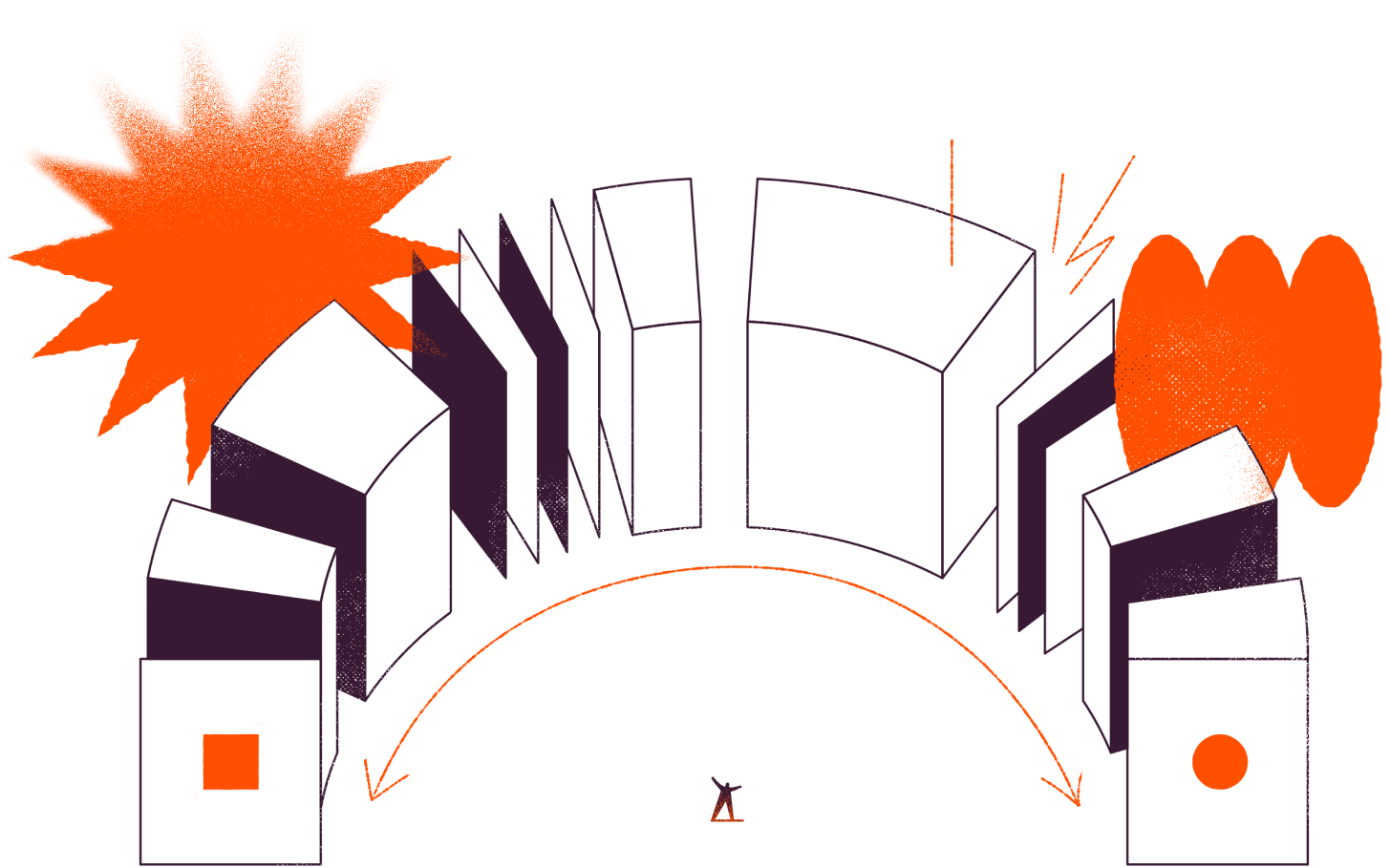 An illustration of several shapes representing AI orchestration